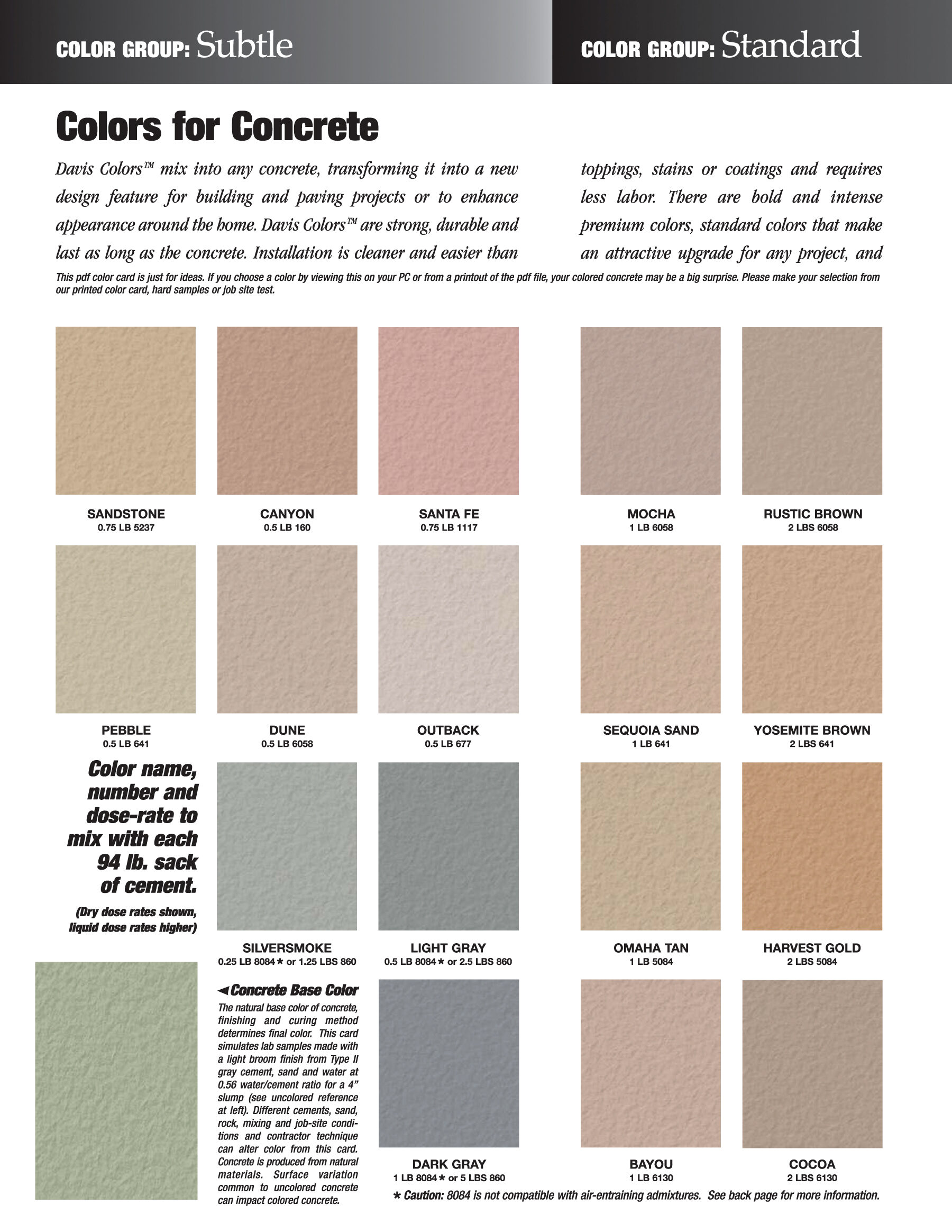 Davis Concrete Color Chart